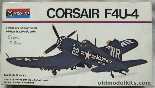 Monogram 1/48 Chance Vought F4U-4 Corsair White Box Issue - (F4U4), 6833 plastic model kit